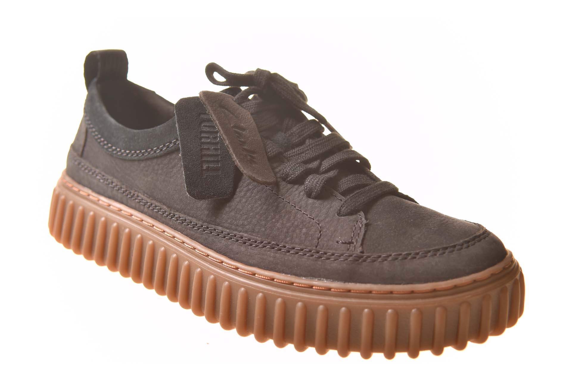 Clarks zwart suede veterschoen met fantasiezool - Afbeelding 2