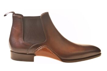 Magnanni donkerbruin leren boot met opanka zijkant