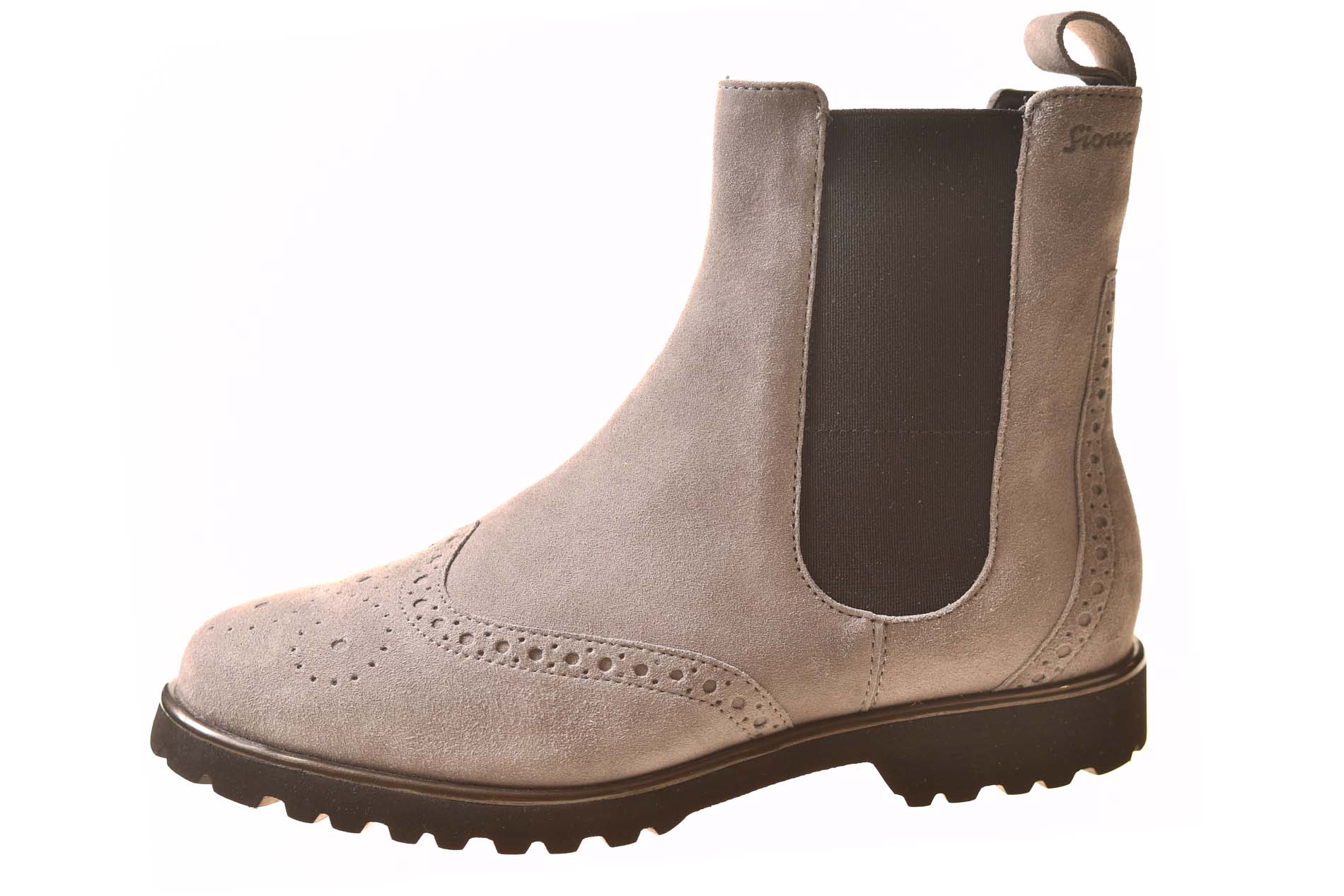 Sioux chelseaboot licht grijs suede combinatie