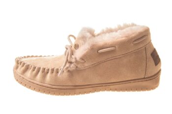 Warmbat halfhoge gevoerde mocassin taupe