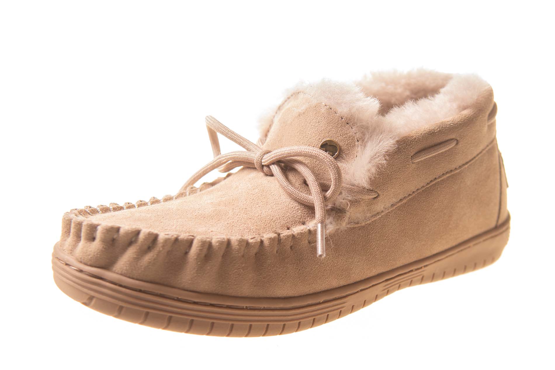 Warmbat halfhoge gevoerde mocassin taupe - Afbeelding 2
