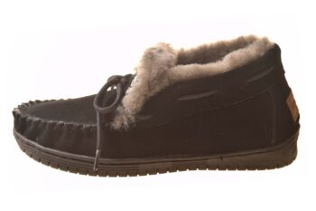 Warmbat halfhoge gevoerde mocassin zwart