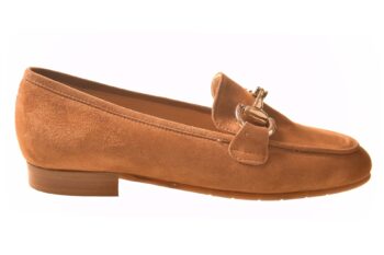 Paulette cognac suede instap met bitjes