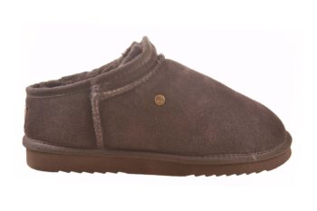 Warmbat donkerbruin pantoffel met vacht