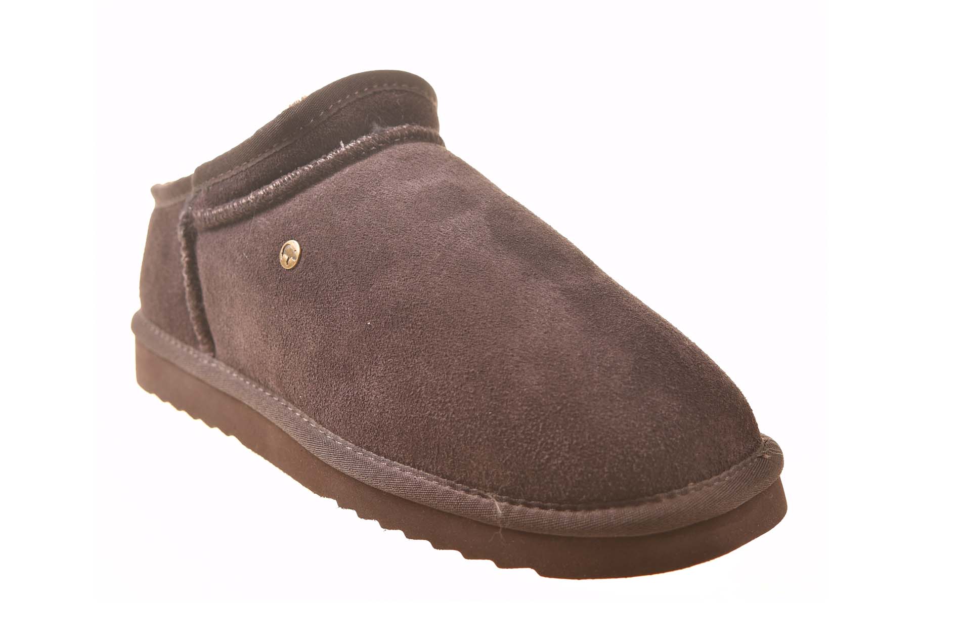 Warmbat donkerbruin pantoffel met vacht - Afbeelding 2