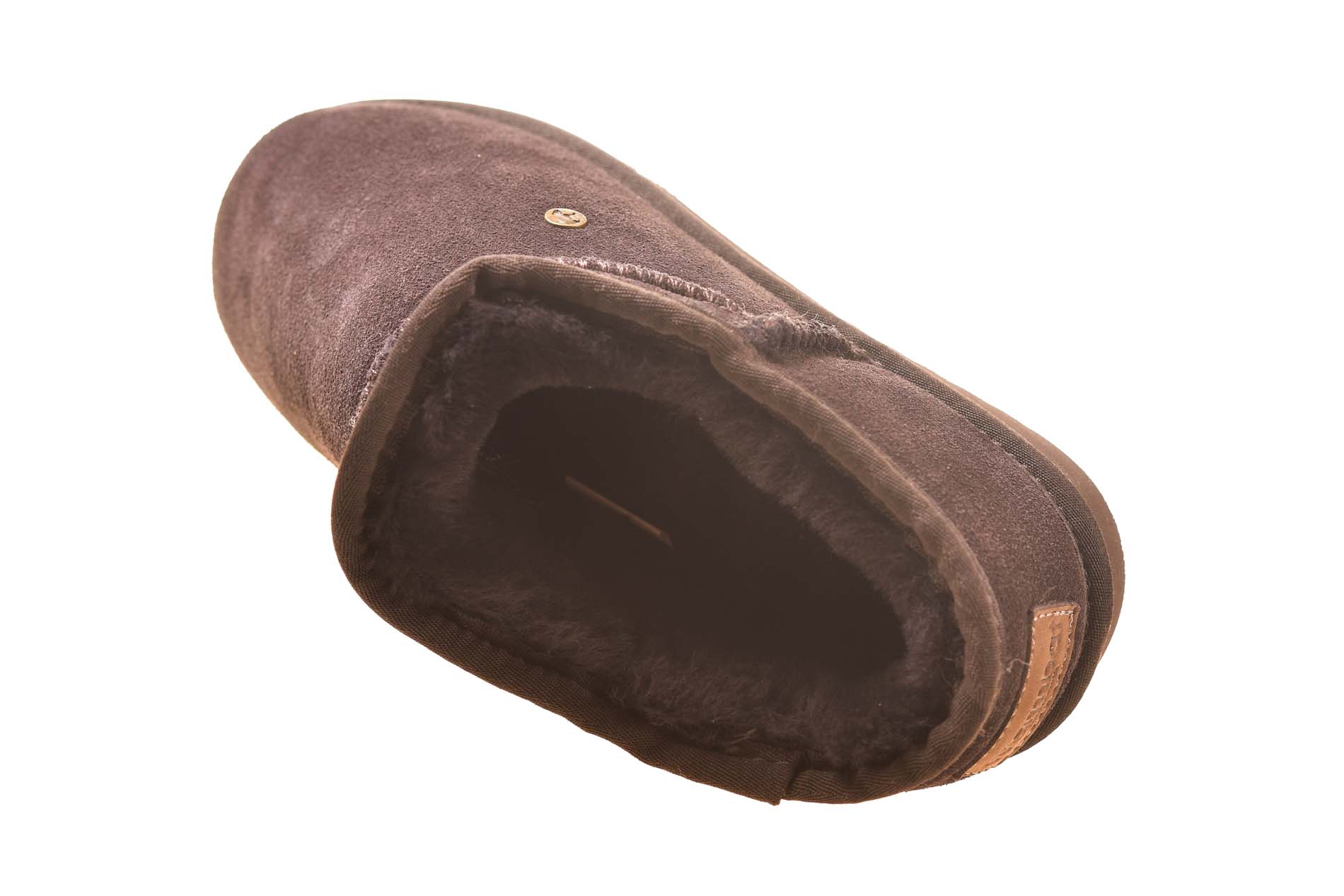 Warmbat donkerbruin pantoffel met vacht - Afbeelding 3