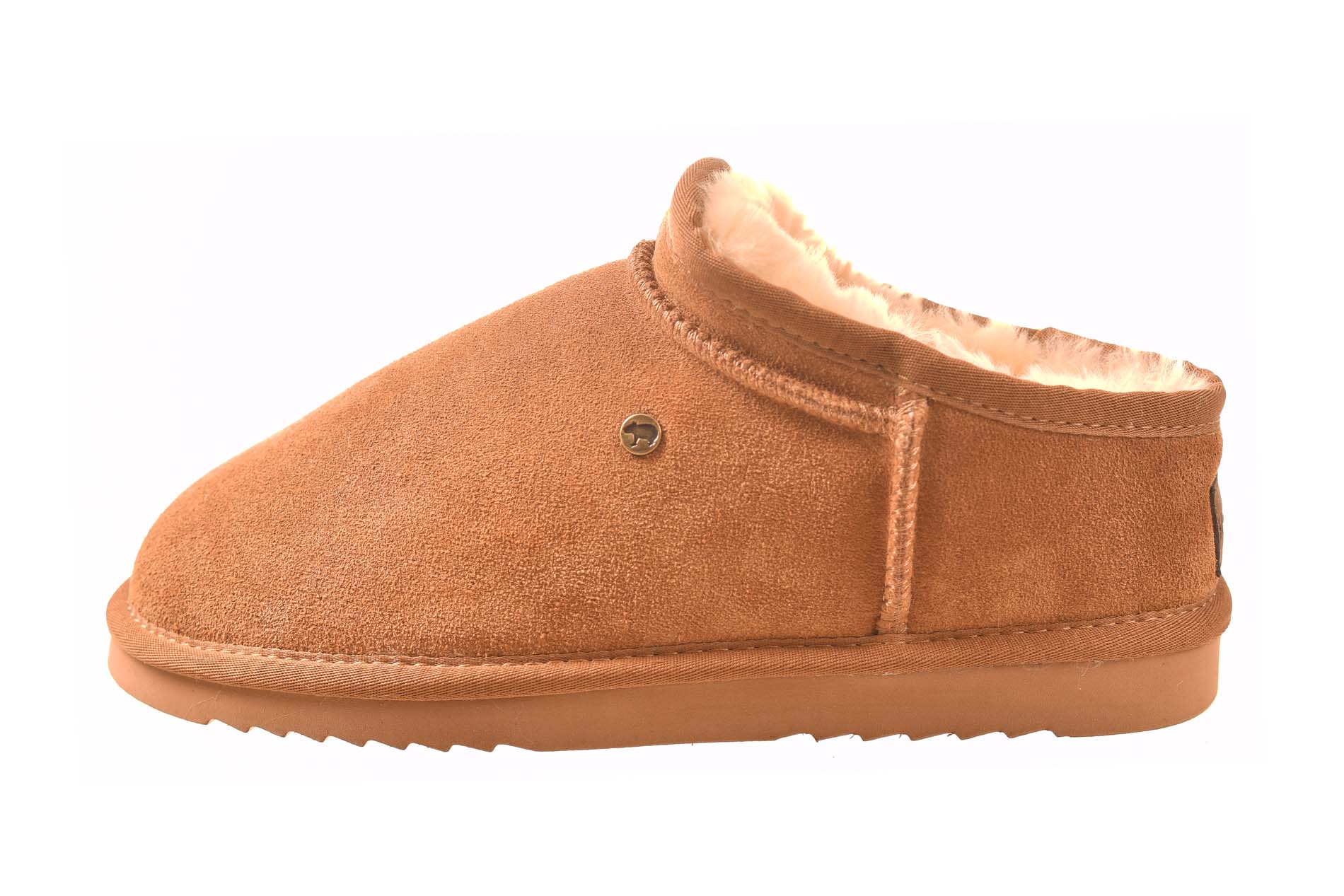 Warmbat cognac pantoffel met vacht