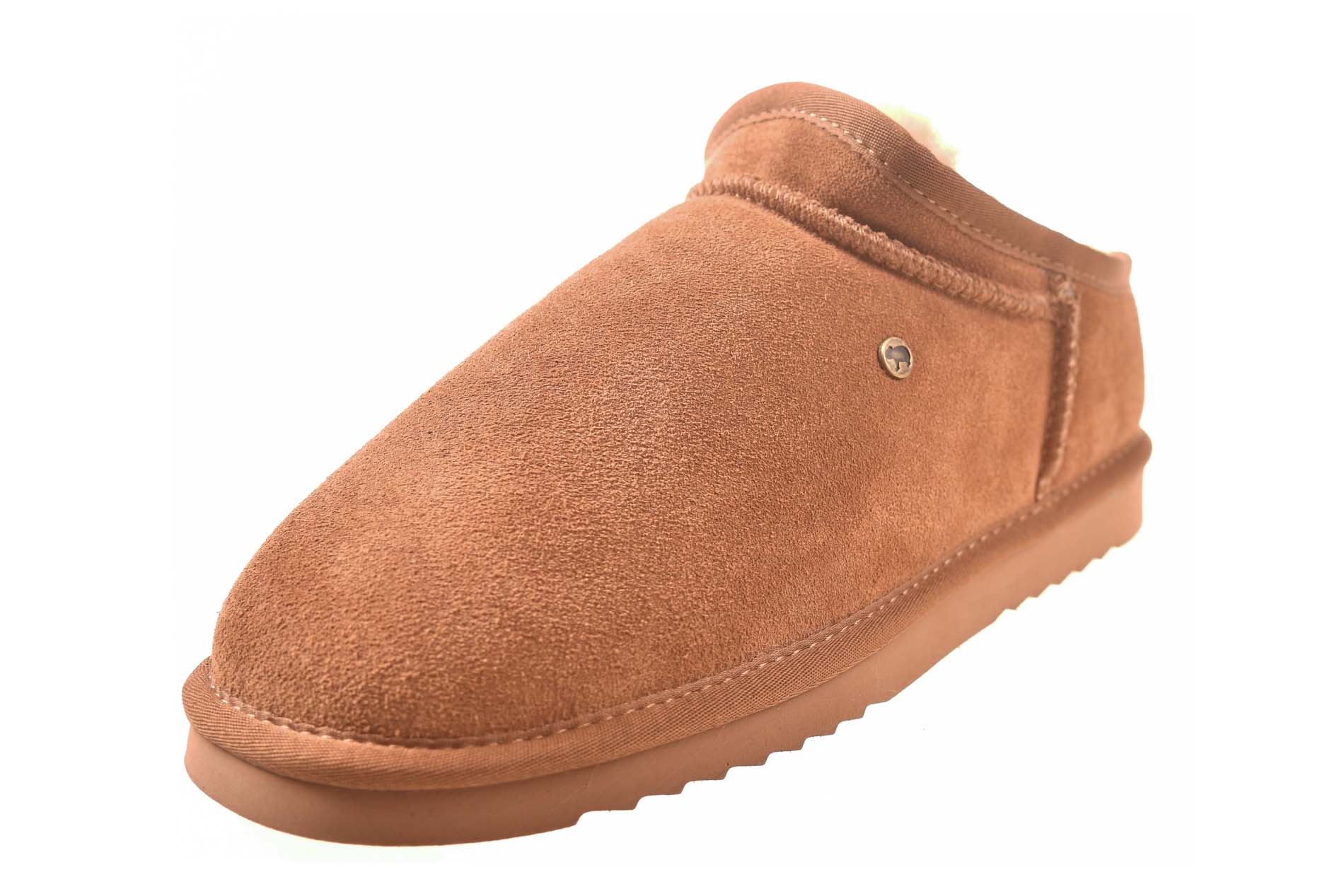 Warmbat cognac pantoffel met vacht - Afbeelding 2