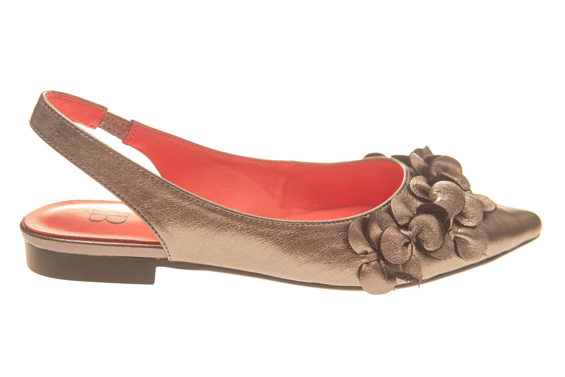 BR slingback oud-zilver leer met fantasiegarnituur