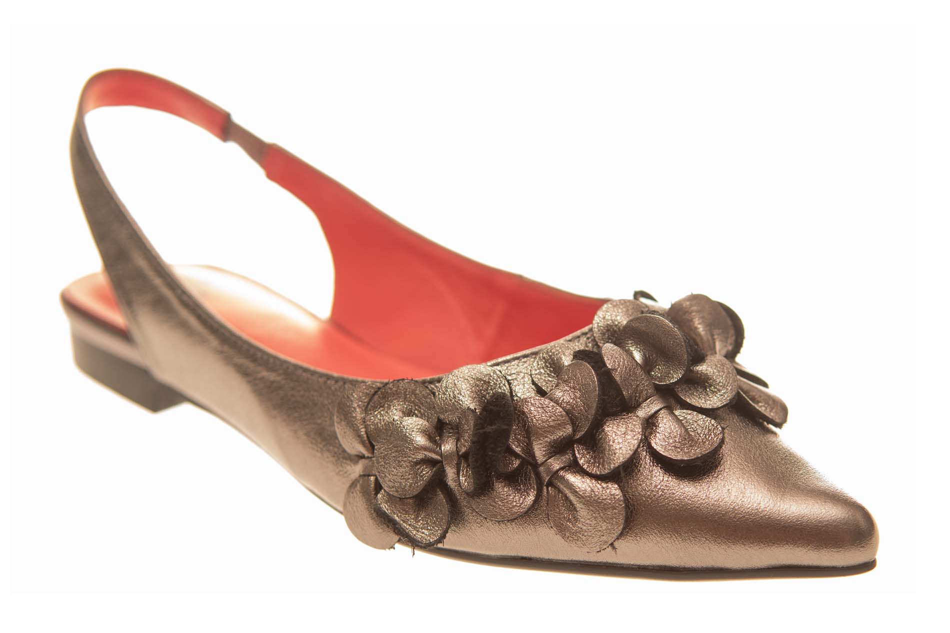 BR slingback oud-zilver leer met fantasiegarnituur - Afbeelding 2