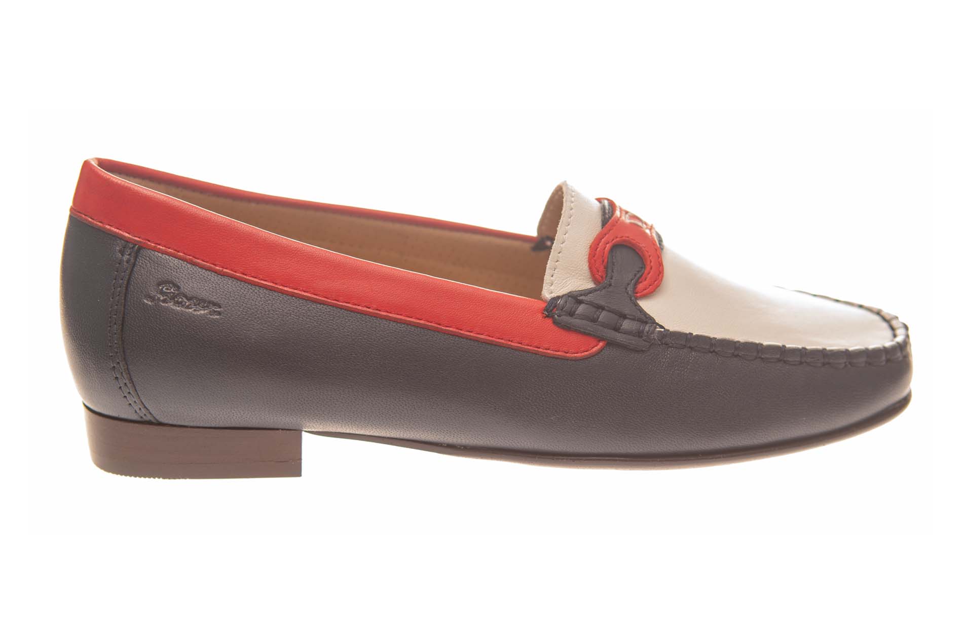 Sioux mocassin rood wit blauw leer