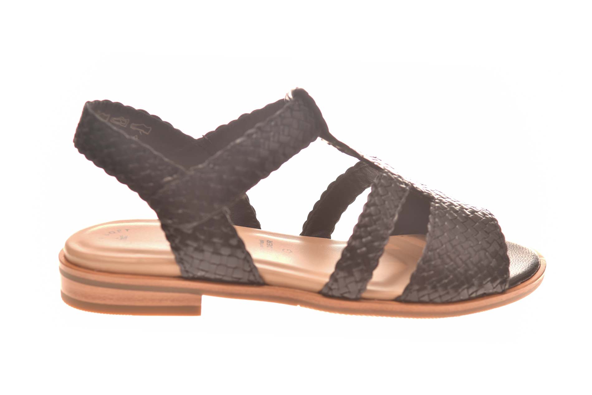 Sioux sandaal zwart gevlochten leer