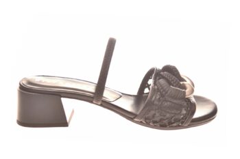 Hispanitas sandaal zwart leer met elastische hier of wreefband