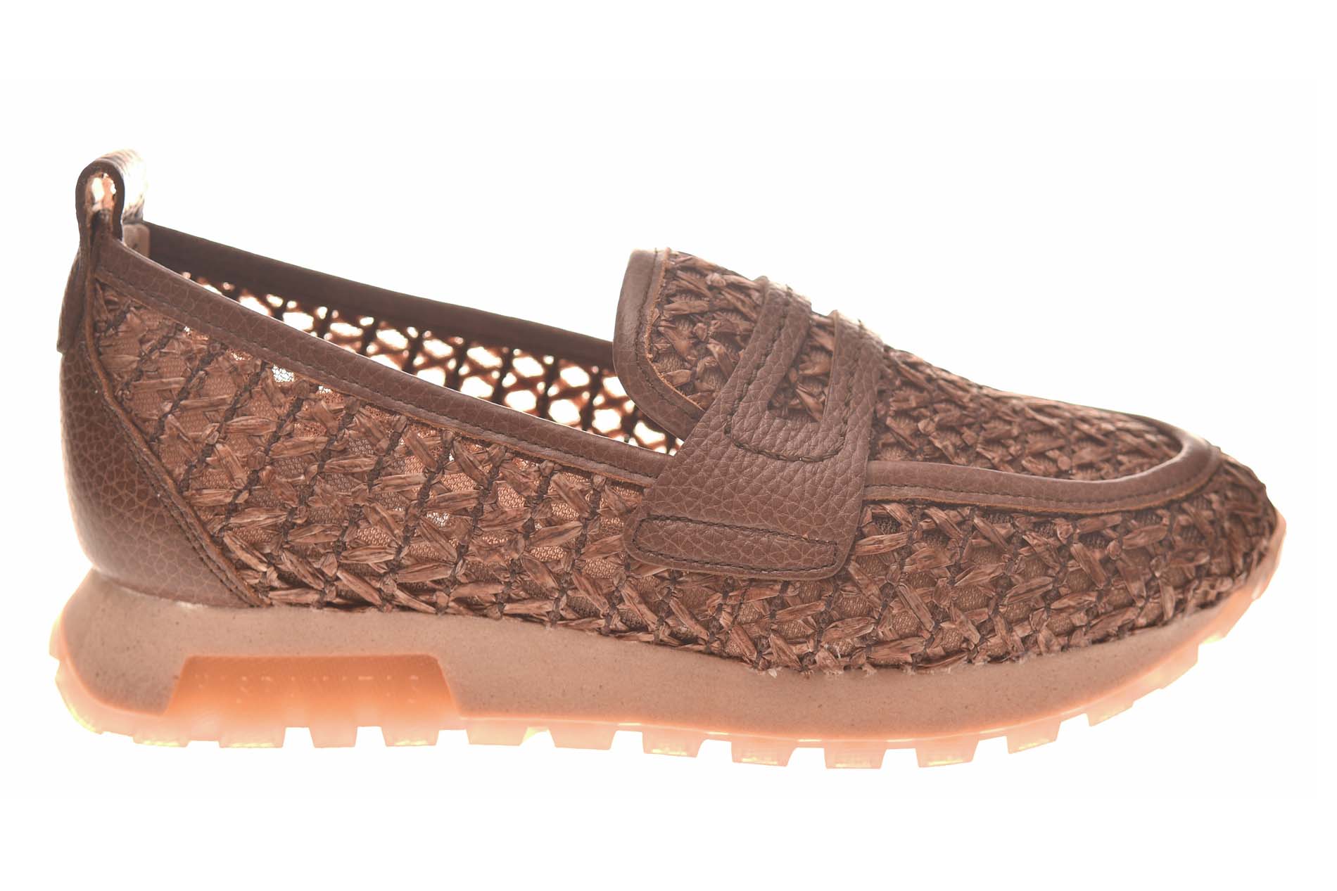 Hispanitas sportieve mocassin bruin vlechtwerk