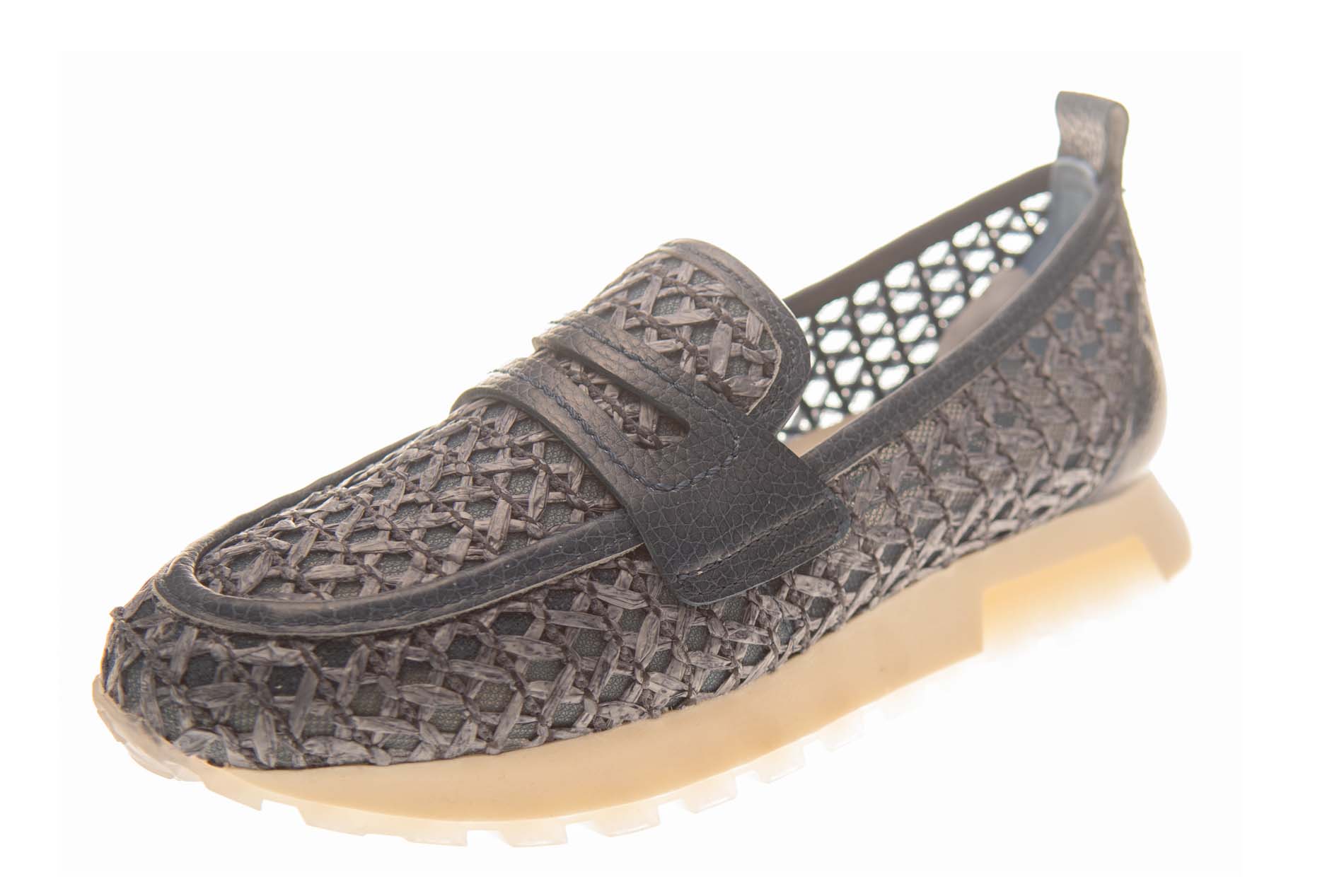 Hispanitas sportieve mocassin blauw vlechtwerk - Afbeelding 2