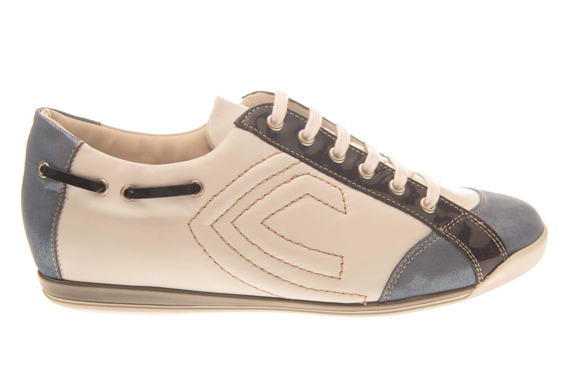 La Cabala veterschoen jeansblauw wit combinatie