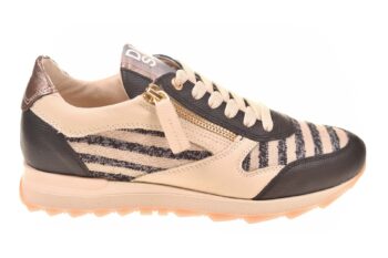 DL Sport sneaker creme zwart leer stof combinatie