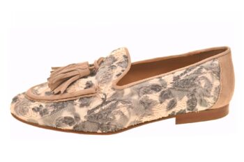 Pedro Miralles instapper grijs creme print stof