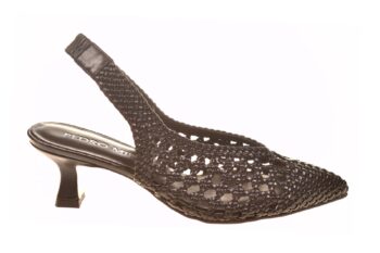 Pedro Miralles slingback zwart leer opengewerkt vlecht