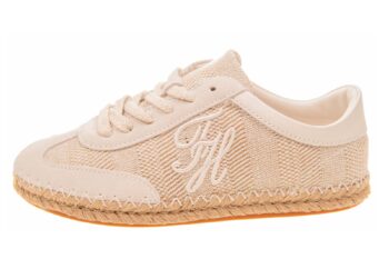 Tommy Hilfiger veterschoen touwzool stof suede beige logo