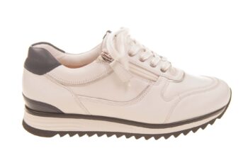 Hassia sneaker wit leer met donkerblauw accent