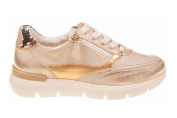 Hassia sneaker goudtinten leer brede leest