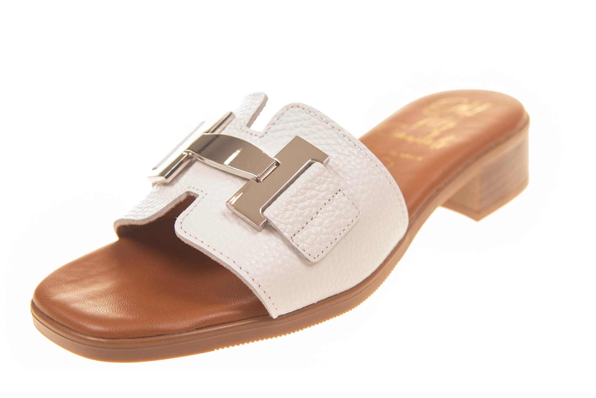 Oh My Sandals slipper wit leer met zilveren garnering - Afbeelding 2