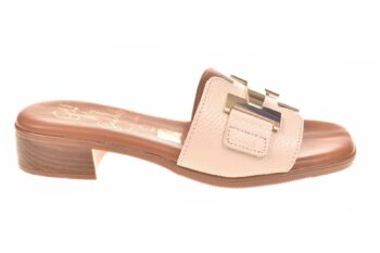 Oh My Sandals slipper beige leer met gouden garnering