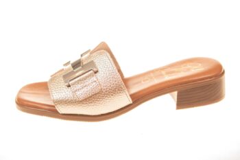 Oh My Sandals slipper goud leer met zilveren garnering