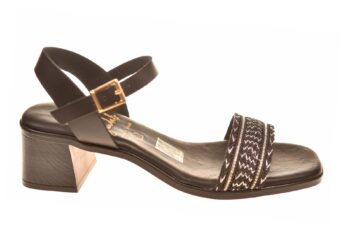 Oh My Sandals sandaal zwart met zilveren stoffen band