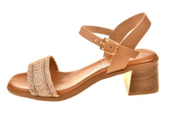 Oh My Sandals sandaal beige met gouden stoffen band