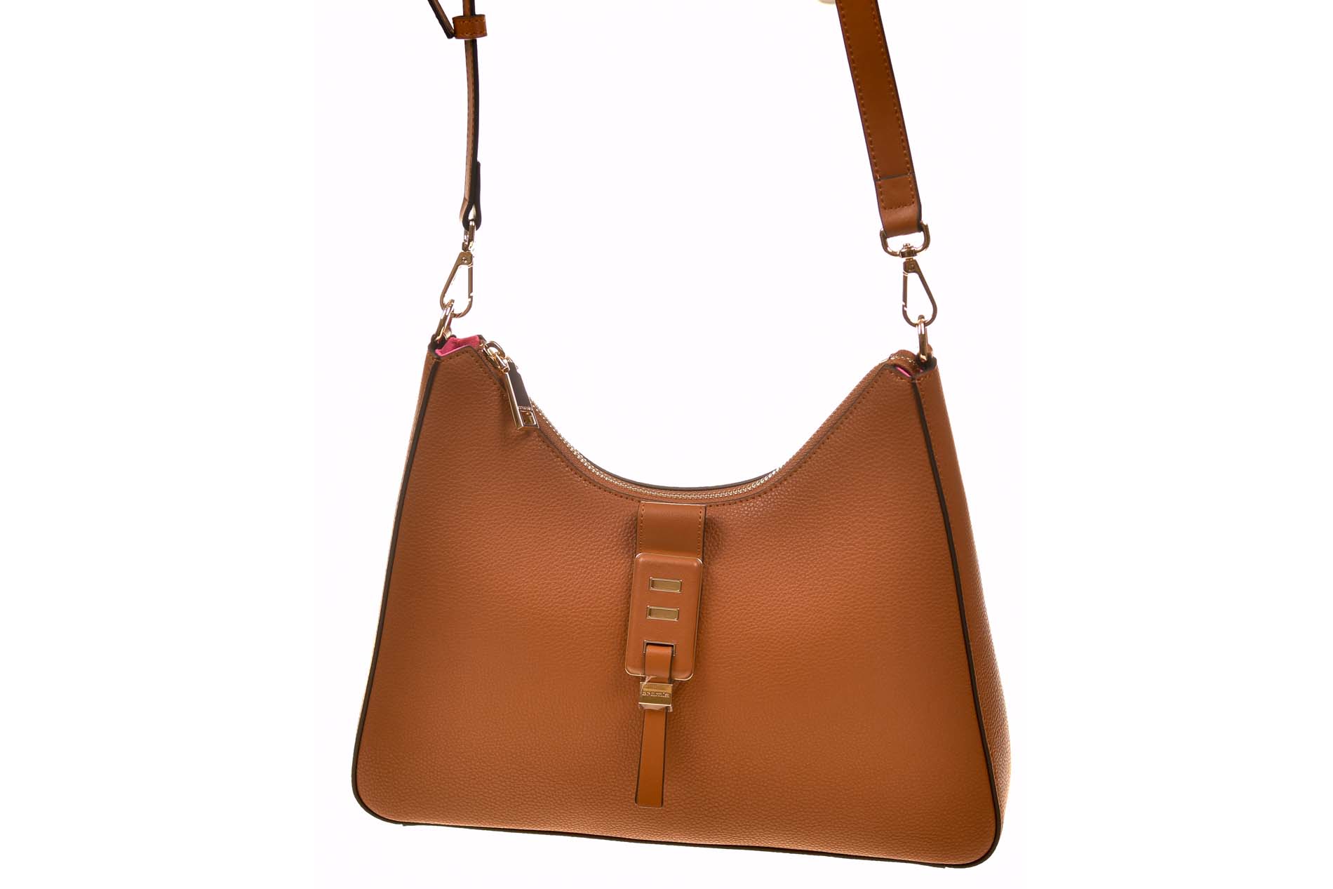 Cromia schoudertas cognac leer met korte en lange band