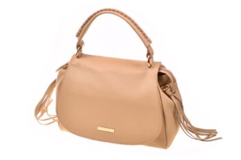 Cromia damestas met overslag beige leer