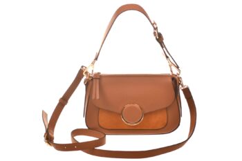 Cromia schoudertas cognac leer suede combi