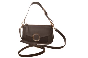 Cromia schoudertas zwart leer suede combi