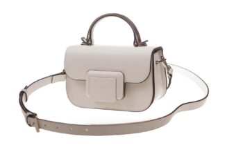 Cromia klein schoudertasje wit leer met zilveren beslag