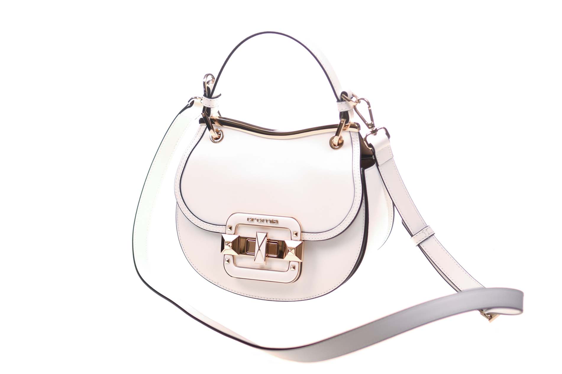 Cromia schoudertas wit leer met gouden beslag