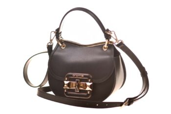 Cromia schoudertas zwart leer met gouden beslag