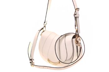 Cromia zadeltas wit leer met overslag met lange en korte band