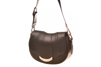 Cromia zadeltas zwart leer met overslag met lange en korte band