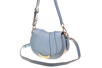 Cromia zadeltas lichtblauw leer met overslag met lange en korte band