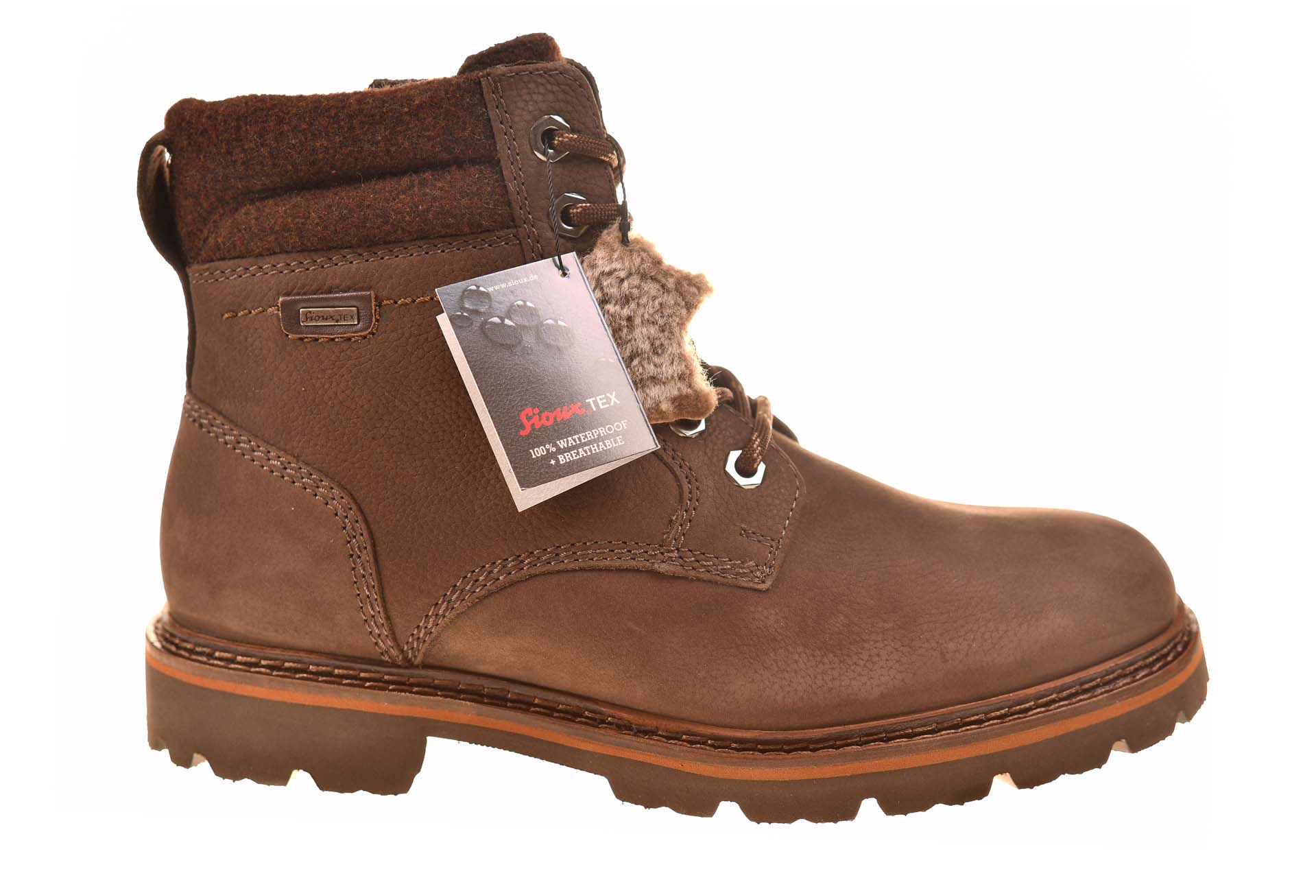 Sioux enkelboot met vachtvoering bruin nubuck