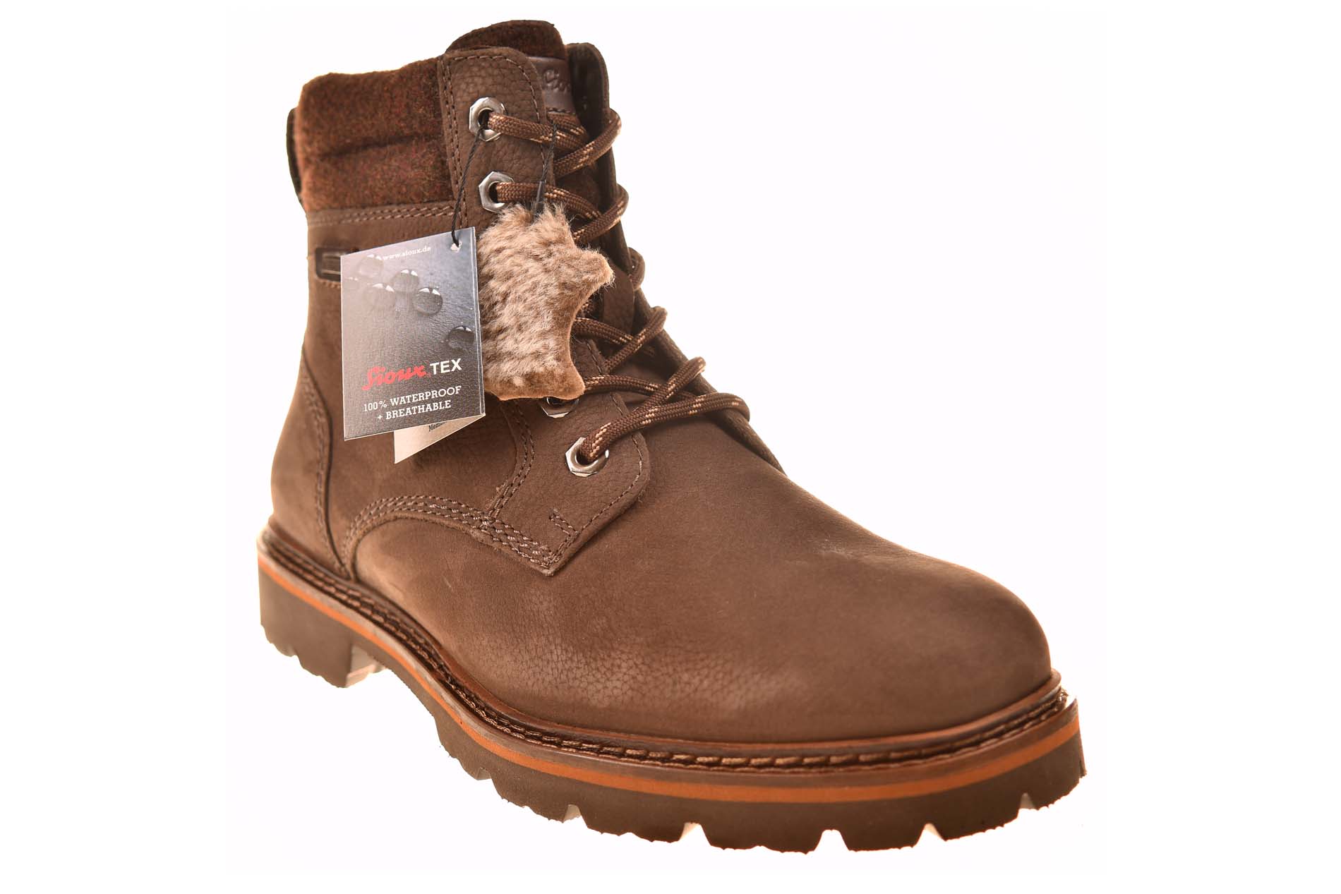 Sioux enkelboot met vachtvoering bruin nubuck - Afbeelding 2