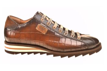 Harris veterschoen crocoprint bruin leer