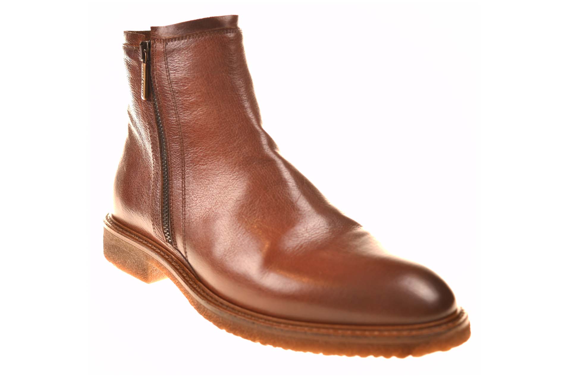 Girorgio boot met twee ritsen cognac leer - Afbeelding 2
