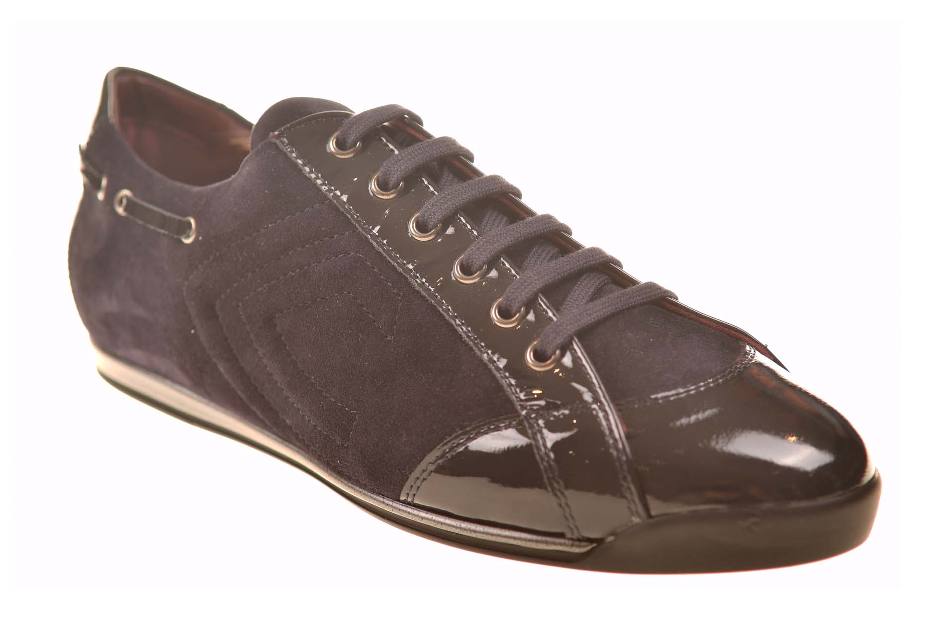 La Cabala veterschoen blauw suede met lakaccenten - Afbeelding 2