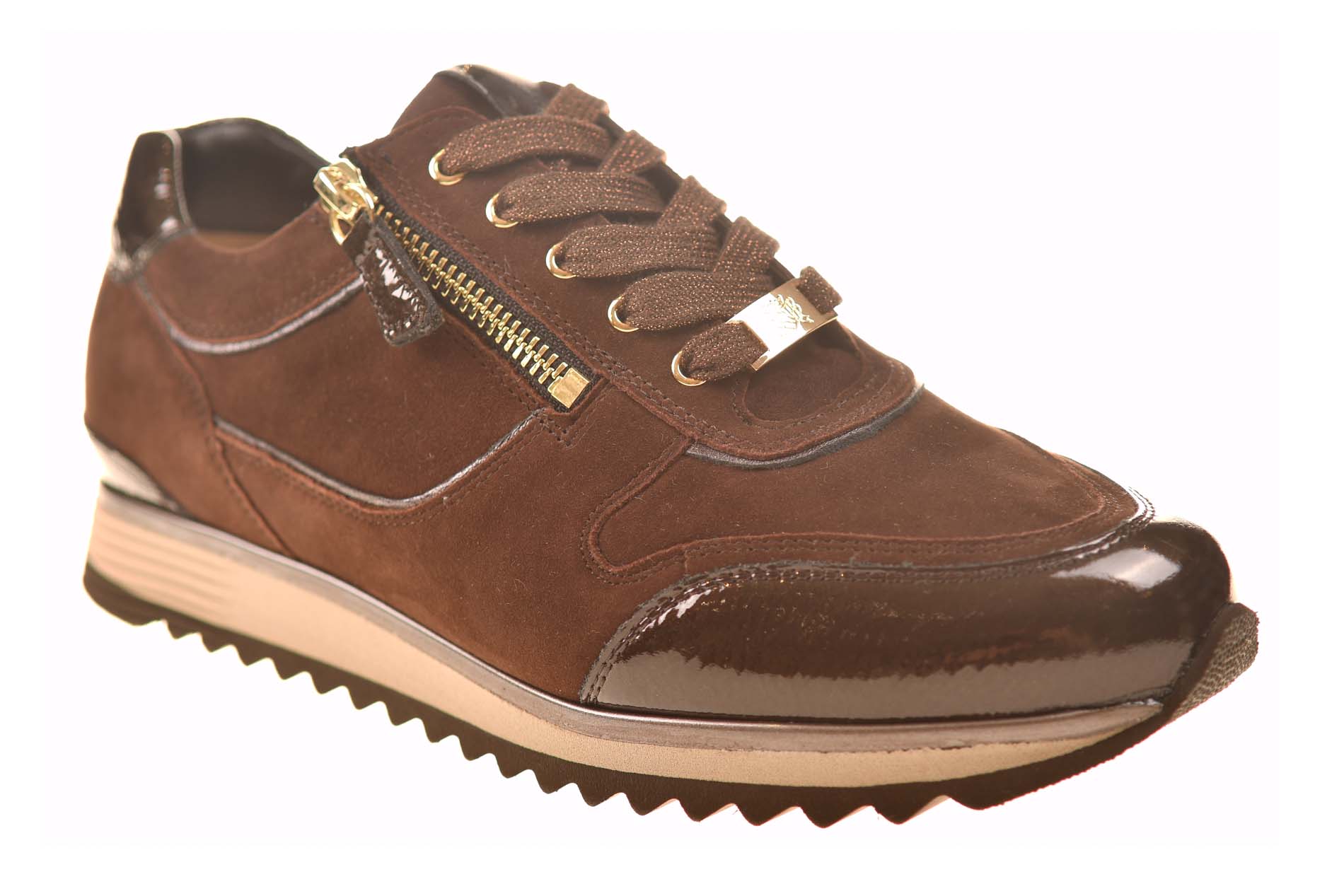 Hassia sneaker bruin suede met lakaccenten - Afbeelding 2