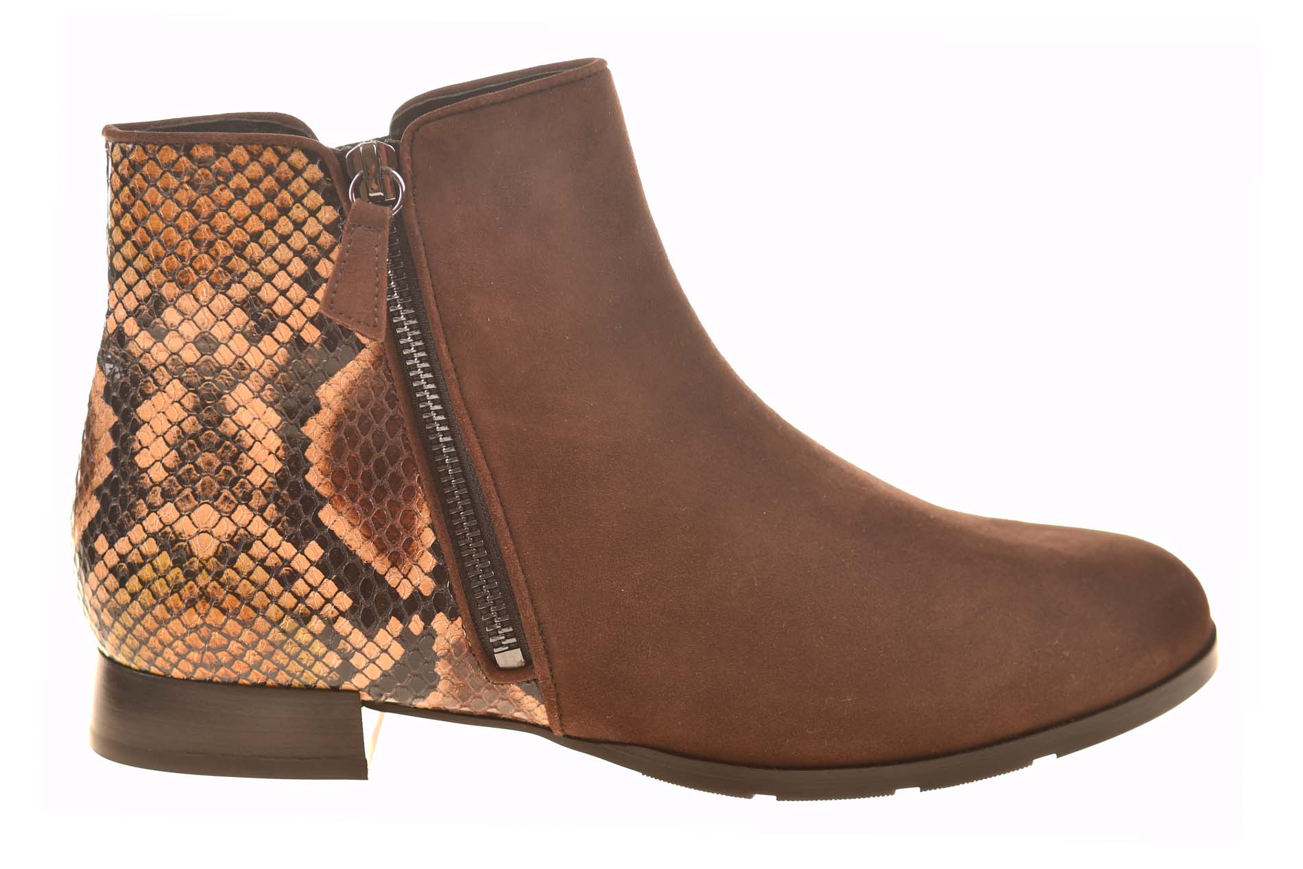 Hassia enkellaarsje bruin suede slangprint