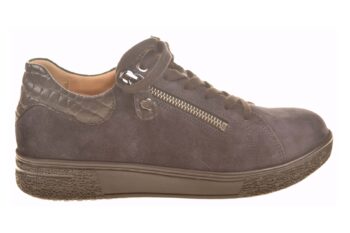 Hartjes veterschoen blauw suede met zwarte leer accenten