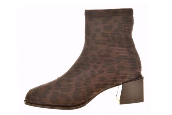 Gioseppo halfhoog stoffen stretch laarsje met panterprint bruin zwart